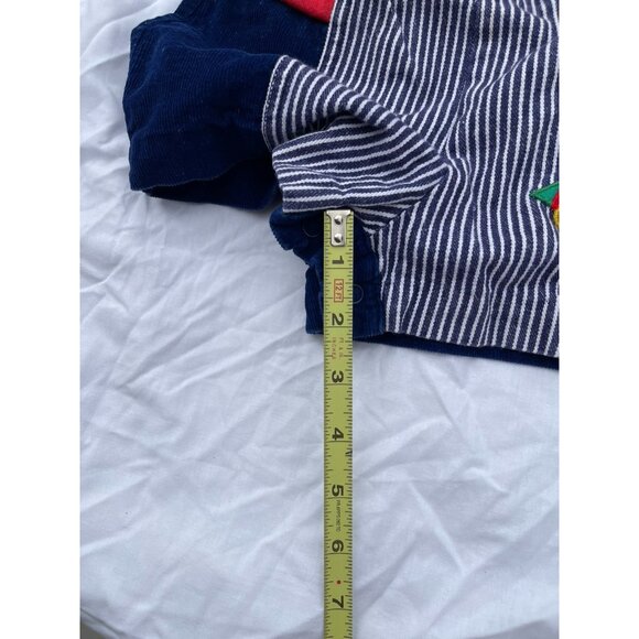 Vintage 70s 80s Boys Sz 18 Month Baby Railroad Stripe Overalls Train Buttons - Picture 8 of 15